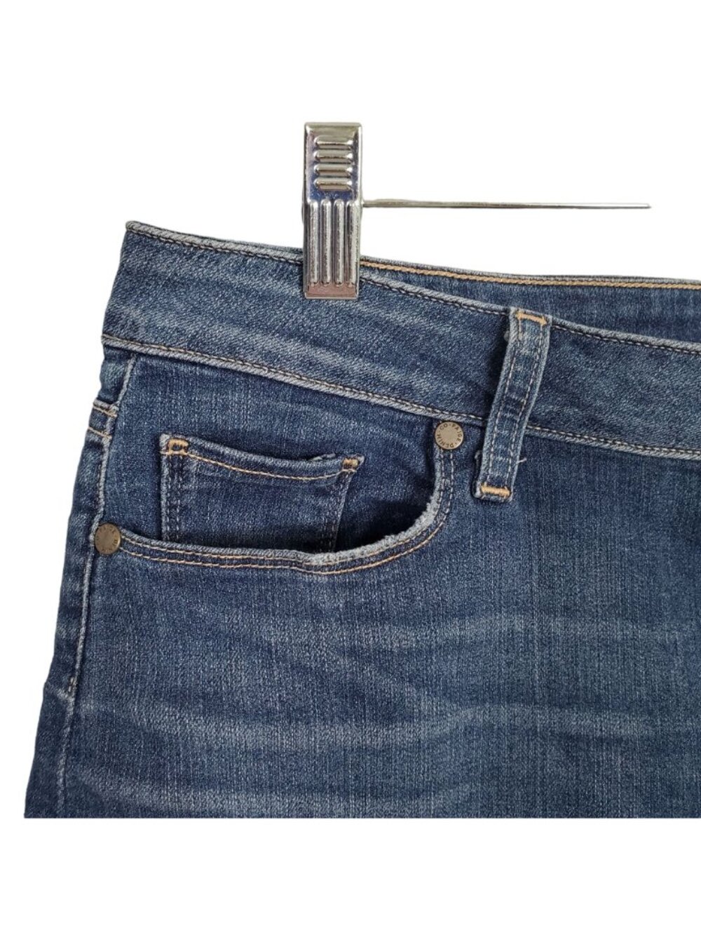 Paige Size 29 Jean Shorts Jimmie Jimmie Denim Stretch 3" Medium Wash Whiskers - Picture 6 of 11